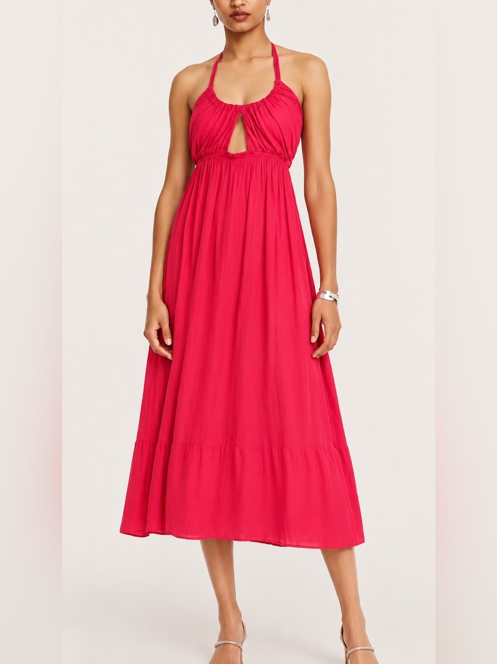 J Crew Collection NWT halter cut out satin midi dress, size 0